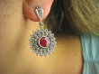 bkee911 LUKSUSOWE Kolczyki na SZTYFT LŚNIĄCE Markazyty, Rubin Indyjski RUBINY SREBRO 925 Tajlandia  - 2