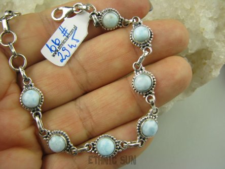 bb2945 Anielski Kamień !!! Błękitna Delikatna Bransoleta Larimar - stawy, serce lęki, otwiera czakrę gardła orientalne Srebro 925 #