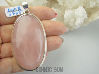 bwe3785 WIELKI 7.2 cm / 3.5 cm PASTELOWY GRUBAS 37 gramów !!!  Duży Przepiękny Wisior Zawieszka Kwarc Różowy - kamień mocnego serca Srebro 925 #