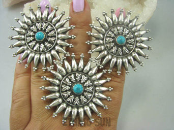 bpe6173 Egzotyczne Słońce !!! Gigant 25 gramów !!! Front 4.8 cm !! Duży Pierścień Turkusowy Turkus REGULOWANY r.17, r.18, r.19, r.20, r.21, r.22 SREBRO 925 #