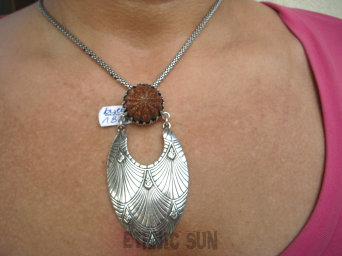 bwee1821 MAROKAŃSKA PIĘKNOŚĆ 7.6 cm / 3.8 cm 29 gramów Długi szeroki Wisior MAROKO Piasek Pustyni -  Srebro 925 #