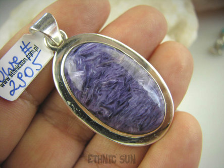 bwe2905 Piękno i klasyka Drogocenny i BARDZO RZADKI kamień CZAROIT OKAZ Wisior CZAROIT z Syberii Lśniące Srebro 925 #