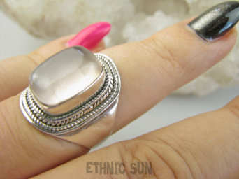 bpe9294 Delikatny Pierścionek Pierścień z różowym kwarcem KWARC RÓŻOWY - czakra Serca r.16 Srebro 925 #