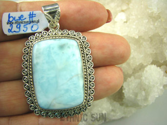 bwe2950 ZJAWISKOWY Naturalny  DUŻY Wisior 17 G 5,4 cm Rzadki Anielski kamień LARIMAR czakra gardła SREBRO 925 #