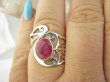 bpee4388 Rubinowy Artysta Ażurowy Regulowany Pierścień Pierścionek Rubin Indyjski Rubiny r.14, r.15, r.16 szeroka obrączka Srebro 925 - 2