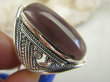 bpe6959 Długi Ażurowy Pierścień Fioletowo Brązowy Kamień Zagadka r.15 ażurowa obrączka Srebro 925 # - 8