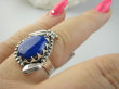 bpe9447 Czarodziejsko Piękny !!! Orientalny Pierścień Pierścionek królewski Lapis Lazuli z Pirytem - strażnik prawdy i mądrości r.17 Srebro 925 # - 6