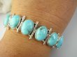 bb3803 CUDOWNA Duża 29 g!! Bransoleta Bransoletka z Naturalnymi Turkusami - 8 sztuk !!! Turkus ARIZONA Turkusy Srebro 925 # - 12