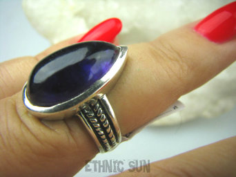 bpe5969 Śliczny Delikatny Pierścień naturalny Fioletowy Ametyst - kamień mądrości r.13 zdobiona obrączka Srebro 925 #