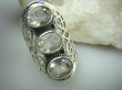bpee3049 Długi 3,2 cm Cudny Pierścień Kryształ Górski - naturalny odpromiennik r.14/ r.15 ażurowa obrączka SREBRO 925 # - 8