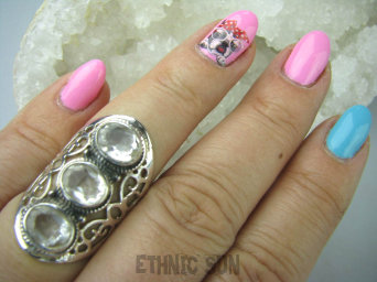 bpee3049 Długi 3,2 cm Cudny Pierścień Kryształ Górski - naturalny odpromiennik r.14/ r.15 ażurowa obrączka SREBRO 925 #