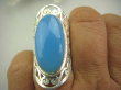 bpe4748 Cudowny, Ażurowy, Długi 4,1 cm Pierścień z Chalcedonem CHALCEDON - tarczyca (czakra gardła) r.16 Lśniące kute Srebro 925 # - 6