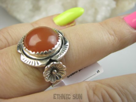 bpe9579 Biżuteria Orientalna Delikatna piękność śliczny Pierścień Pierścionek czerwony Onyks r.15 Srebro 925 #