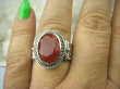 bpee3297 Elegancki Pięknie Zdobiony Pierścień szlifowany Czerwony Onyks - regeneruje SERCE, EGZEMY, PAMIĘĆ r.22 Srebro 925 #  - 2