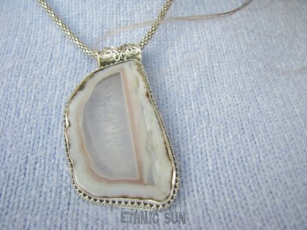 bwe3843 Okaz dla Artystów BAŚNIOWO PIĘKNY Agat  Niezwykły Wisior Zawieszka Duża Tafla AGAT BRAZYLIJSKI Srebro 925 # 