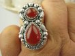 bpe9111 Ufff Cacko Czarodziejsko Piękny Długi 3.4 cm Orientalny Pierścień Pierścionek czerwony Onyks r.17/ r.18 Srebro 925 # - 6