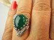 bpe9145 ZIELONA ROZKOSZ Pierścień Pierścionek zielony Onyks r.21 Srebro 925 # - 2