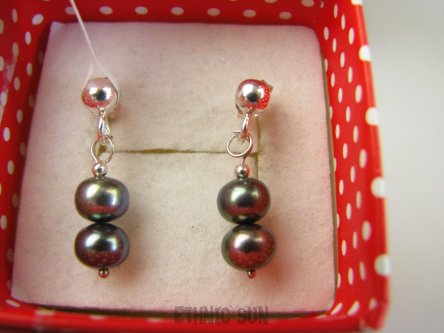 bkee1013 Eleganckie Kolczyki na SZTYFT z Perłami Opalizujące Perły wielobarwne Pawie Perła Srebro 925