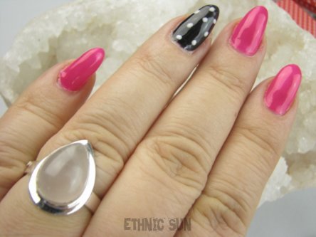 bpe9350 Delikatny Pierścionek Pierścień z różowym kwarcem KWARC RÓŻOWY - czakra Serca r.19 Srebro 925