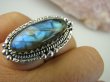 bpe8454 Czarodziejsko Piękny Orientalny Pierścień Labradoryt Spektrolit - kamień Zorzy Polarnej r.18 Srebro 925 # - 5