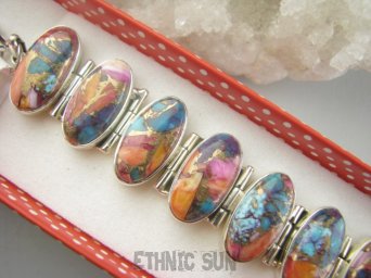 bb3870 BOSSKA Wielobarwna szeroka Duża 37G Bransoleta TURKUS OSTRYGOWY MIEDZIANY 9 sztuk Turkus OSTRYGA Muszla złota MIEDZ lśniące Srebro 925 #