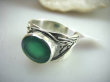 bpee3334 CUDOWNY Pierścień Obrączka szlifowany ZIELONY ONYKS  r.19/ r.20 szeroka obrączka Srebro 925 # - 10