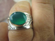 bpee3334 CUDOWNY Pierścień Obrączka szlifowany ZIELONY ONYKS  r.19/ r.20 szeroka obrączka Srebro 925 # - 3