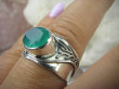 bpee3334 CUDOWNY Pierścień Obrączka szlifowany ZIELONY ONYKS  r.19/ r.20 szeroka obrączka Srebro 925 # - 4