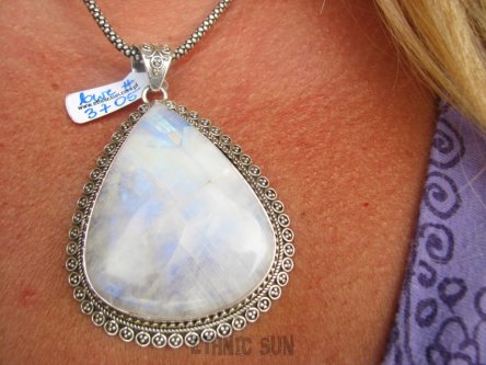 bwe3705 CUDOWNA EGZOTYCZNA PIĘKNOŚĆ !!! Wielki OKAZ 31g ŚLICZNY Wisior Zawieszka KAMIEŃ KSIĘŻYCOWY Srebro 925 #