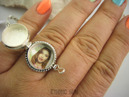 bpe4770 Marokański SEKRETNIK Otwierany Pierścień na Zdjęcia lub Marzenia Cały ze srebra r.13 Srebro 925 # Maroko 