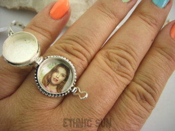 bpe4770 Marokański SEKRETNIK Otwierany Pierścień na Zdjęcia lub Marzenia Cały ze srebra r.13 Srebro 925 # Maroko 