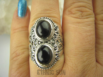 bpe6490 Piękny Egzotyczny Pierścień KWARC DYMNY KAMIEŃ ANTYSTRESOWY I USPOKAJAJĄCY r.18/r.19 Srebro 925 #