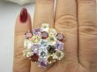 bpee4542 BOSKO PIĘKNY WIELOBARWNY Pierścień Pierścionek naturalny Cytryn, Ametyst, Blue Topaz, Granat, Kwarc Dymny r.18 SREBRO 925 # - 2