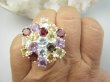 bpee4542 BOSKO PIĘKNY WIELOBARWNY Pierścień Pierścionek naturalny Cytryn, Ametyst, Blue Topaz, Granat, Kwarc Dymny r.18 SREBRO 925 # - 5