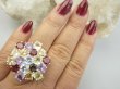 bpee4542 BOSKO PIĘKNY WIELOBARWNY Pierścień Pierścionek naturalny Cytryn, Ametyst, Blue Topaz, Granat, Kwarc Dymny r.18 SREBRO 925 # - 6