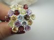 bpee4542 BOSKO PIĘKNY WIELOBARWNY Pierścień Pierścionek naturalny Cytryn, Ametyst, Blue Topaz, Granat, Kwarc Dymny r.18 SREBRO 925 # - 8