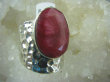 bpee3148 Duży  BAŚNIOWY Pierścień  RUBIN INDYJSKI - kamień miłości Rubiny r.14 szeroka obrączka Srebro 925 # - 8