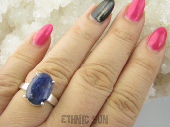 bpee4351 PIĘKNY LUX Pierścień Pierścionek OKAZ Szafir Indyjski WIERNOŚĆ związkach , Stres, choroby oczu ciśnienie Szafiry r.19 Srebro 925