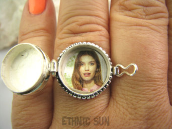 bpe4769 Marokański SEKRETNIK Otwierany Pierścień na Zdjęcia lub Marzenia Cały ze srebra r.16 Srebro 925 # Maroko 