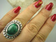 bpe6497 Piękny Egzotyczny Pierścień z Malachitem zielony MALACHIT - pobudza kreatywność r.17/ r.18 Srebro 925 # - 3