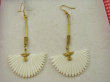 bke1287 Dzika Afryka - FANTASTYCZNE ! Duże długie 9 cm Lekkie Wachlarze Przepiękne Egzotyczne Kolczyki Muszla Mosiądz Brass - 5