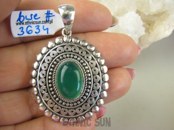 bwe3634 Niezwykły 2 wisiory w 1 DWUSTRONNY WISIOR 18 gramów !!! Naturalny Zielony Onyks i Labradoryt Spektrolit Cudo z każdej strony Srebro 925 #