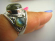 bpe3033 Biżuteria Orientalna !!! Oksydowany Pierścień Obrączka Labradoryt Spektrolit kamień Zorzy Polarnej r.21 Srebro 925 # - 9