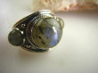 bpe3033 Biżuteria Orientalna !!! Oksydowany Pierścień Obrączka Labradoryt Spektrolit kamień Zorzy Polarnej r.21 Srebro 925 # - 10