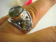 bpe3033 Biżuteria Orientalna !!! Oksydowany Pierścień Obrączka Labradoryt Spektrolit kamień Zorzy Polarnej r.21 Srebro 925 # - 7