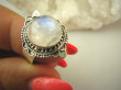 bpe8242 Egzotyczna biżuteria pięknotka  Delikatny Pierścień Błękitno Chabrowy Kamień Księżycowy r.18 Srebro 925 # - 7