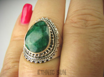 bpee3682 SZMARAGDOWY KLEJNOT !!!! Delikatny Pierścień Szmaragd Indyjski Szmaragdy r.19/r.20 Srebro 925