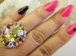bpee4694 Wooow BOSKO PIĘKNY WIELOBARWNY Lux Pierścień Pierścionek naturalny Cytryn Lemon, Ametyst, Granaty, Kwarc, Oliwin, Blue Topaz r.17/ r.18 SREBRO 925 # - 5