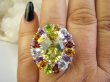 bpee4694 Wooow BOSKO PIĘKNY WIELOBARWNY Lux Pierścień Pierścionek naturalny Cytryn Lemon, Ametyst, Granaty, Kwarc, Oliwin, Blue Topaz r.17/ r.18 SREBRO 925 # - 2