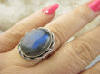 bpe9377 Biżuteria Orientalna CUDONY Pierścień Pierścionek Niebiesko- Granatowy Labradoryt Spektrolit - kamień Zorzy Polarnej r.22 Srebro 925 # - 2